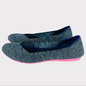 Rothy’s EUC RETIRED Birdseye Charcoal Gray Flat W/Pink Sole Size 8
